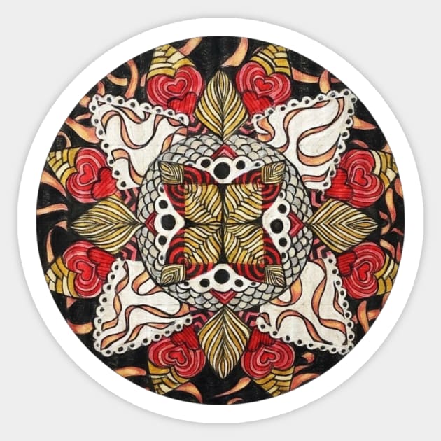 Ribbon and Hearts Mandala Sticker by AmeUmiShop